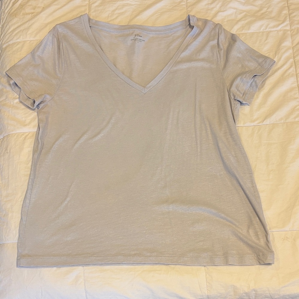J. Crew Light Gray V-Neck Short Sleeve Tee